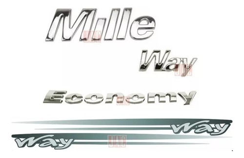Kit Emblemas Uno Mille Way Economy 10 À 12 Modelo Original