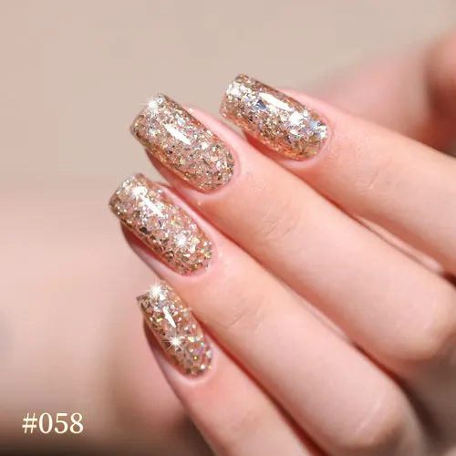 Esmalte Em Gel Com Glitter Dourado Xeijayi 1 Peça Me058 Dourado