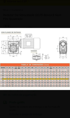 Motoredutor Q 075 1/40 Motor 1,5 Cv 4 Polos Trifásico