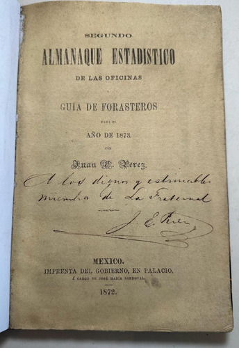 Almanaque Estadístico De Las Oficinas Guía Forasteros 1872