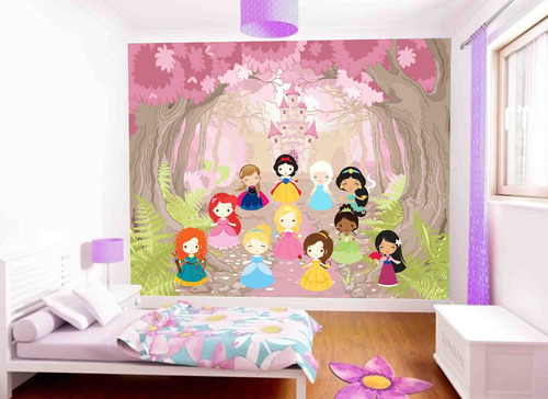 Papel De Parede Princesas Disney Castelinho 4m² Ndp25