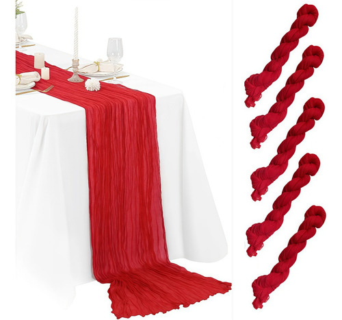 5pzs Camino De Mesa Boho Gasa Estilo Rústico Decoración Boda