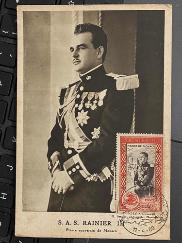 Selo Rainier 3 Príncipe Monaco Antigo Usado Cartão Postal