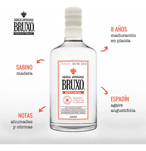 Mezcal Bruxo Receta Inicial 750 Ml + Bruxo #2 250ml