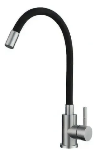 Monocomando Flexible Cocina Mesada Rimontti Color Negro