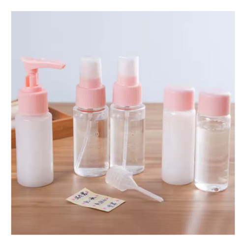 Neceser Kit 5 Frascos Envases Viajes Dosificador Recargable