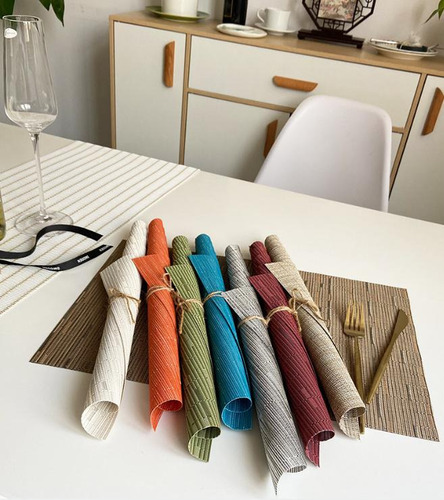 6 Manteles Individuales De Pvc Mesa Comedor Y 1 Camino Mesa