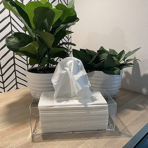 Soporte Para Pañuelos De Acrílico Transparente Con Tapa Para