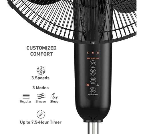 Ventilador De Pé Digital Holmes 16, 3 Velocidades E 3 Modos