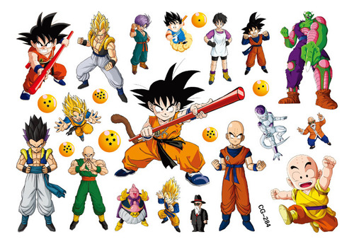 Tatuajes Temporales Goku Dragon Ball Niños Cumpleaños 60 Pzs
