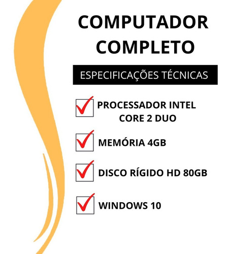 Computador Completo Lenovo Core 2 Duo 4gb Hd 80gb