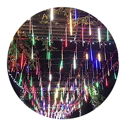 Luces Led Lluvia Navidad 8 Tubos 50cm Efecto Meteoro Multico