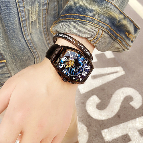 Reloj Mecánico Automático Para Hombre Con Esqueleto De Rueda