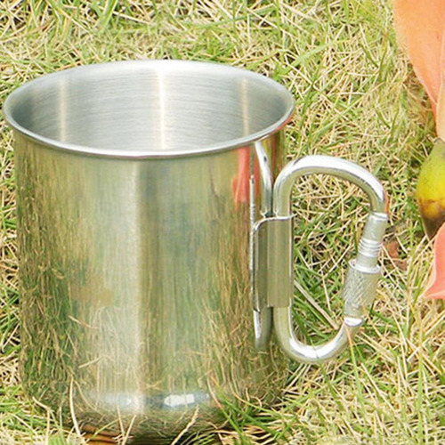 Camping Tazas Dobles Calentar Mosquetón Mango Taza Para