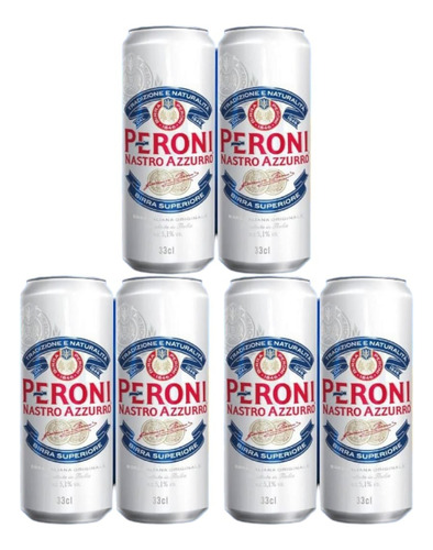 6 Latas De Cerveza Birra Peroni Importadas De Italia