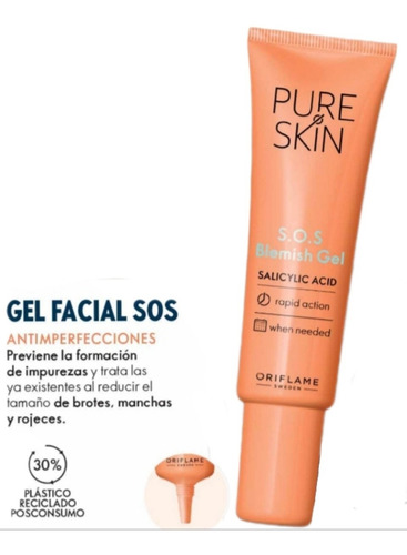 Gel Facial Sos Anti-ácne Anti-imperfecciones Oriflame Suecia