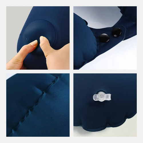 Almofada De Pescoço Inflável Portátil - Azul 2 Unidades
