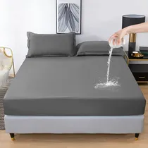 Comprar NOVANGUA Sábana Bajera Ajustable Matrimonial, Sábana con Bolsillo Profundo, Suave e Impermeable Resistente a La Encogimiento y a La Decoloración, Adecuada para Dormitorios (Gris, Queen)