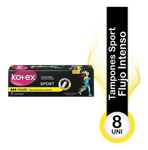 Tampones Con Aplicador Sport Mediano Kotex 8 Und