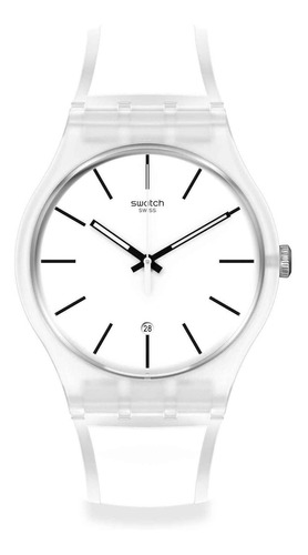 Reloj Swatch White Trip So29k401 Color de la correa Transparente Color del fondo Blanco