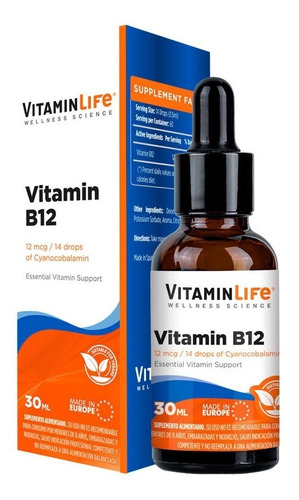 Vitamin B12 (30ml / 12 Mcg) 14 Drops - Vitamin Life