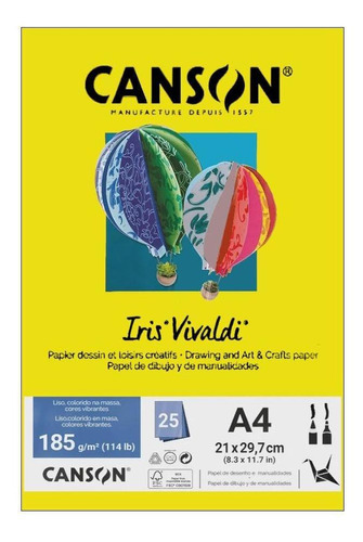 Papel Canson A4 Iris Vivaldi 185g 25fls Amarelo Canário