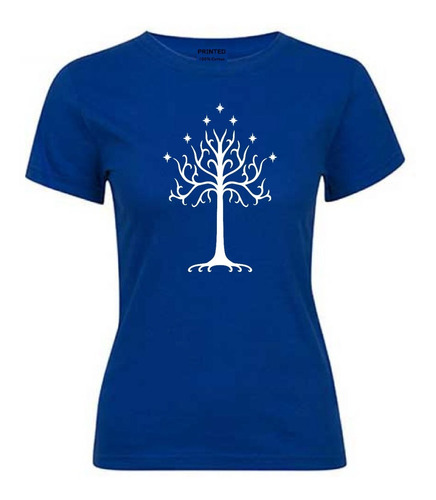 Polera Mujer Estampado Árbol Blanco De Gondor