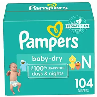 Pampers Baby Dry Diapers, Size N, Super Pack, 104 Count