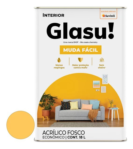 Tinta Acrílica Glasu! Muda Fácil 18l Cor Sol Da Manha