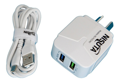 Fuente Cargador 220v X 2 Usb 2.4a + Cable Usb C Nisuta Htec