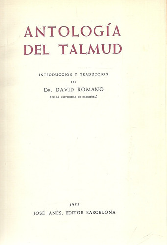 Antología Del Talmud.   David Romano