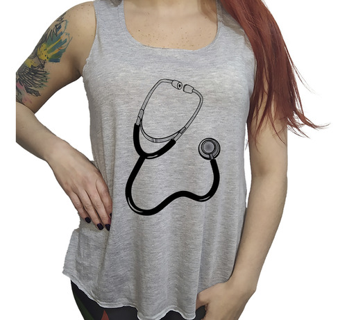 Musculosa Dama Estetoscopio Medicina Medico Doctor