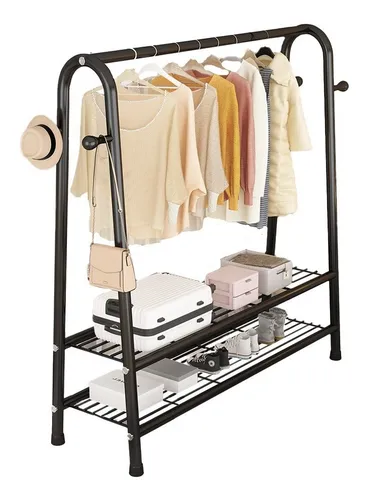 Perchero Ropa Rack Metálico 2 Niveles Closet Reforzado 66 Cm