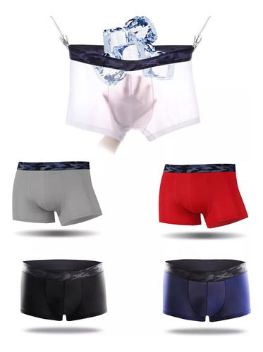 Boxer Tejido De Seda De Hielo Para Hombre 4 Piezas