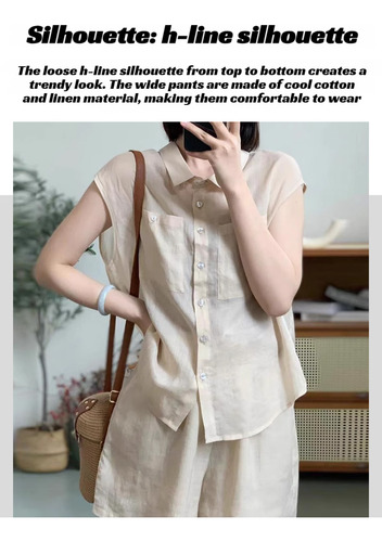 Traje De Algodón Y Lino Traje De Mujer De Estilo Ligero