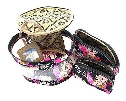 Neceser - Betty Boop Microfiber Makeup Bag 3 Pieces Set And