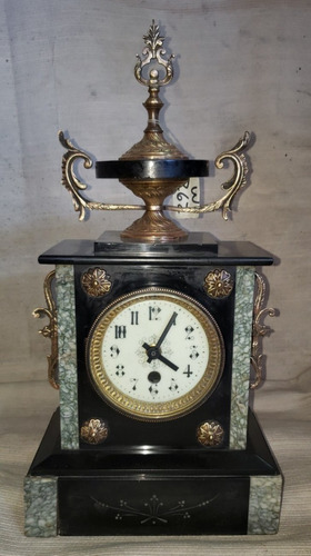 Reloj Antiguo De Mármol Y Bronce 22 X 43cm Montepio_ant