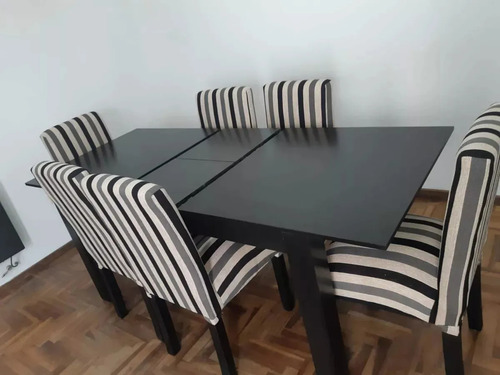 Juego De Comedor Mesa 160 + 8 Sillas Gris Oscuro Firuletes