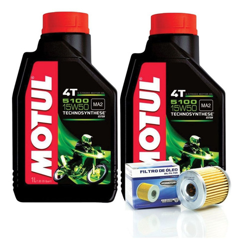 Kit Filtro De Óleo Dafra Next 250 E 2 Lts Motul 5100 15w50