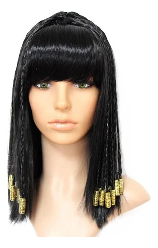 Peluca De Pelo De Cleopatra  Reina De Egipto  Pelo Negro Con