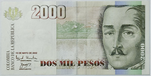 Billete 2000 Pesos 13/may/2002 Colombia Unc