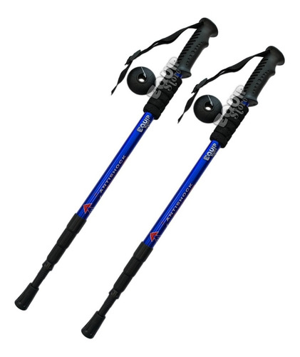 Imagen 1 de 8 de Combo 2 Baston Palo Trekking Telescopico Antishock Recto
