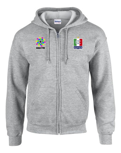 Buzo Capota Cremallera Once Caldas Hoodie Grey Premiun 