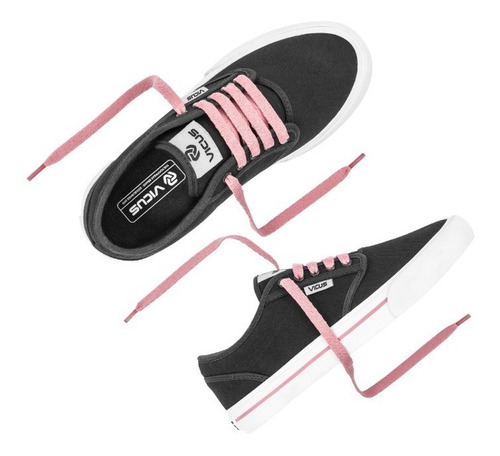 Imagen 3 de 8 de Zapatillas Vicus Folk Lona Negro Rosa Viejo