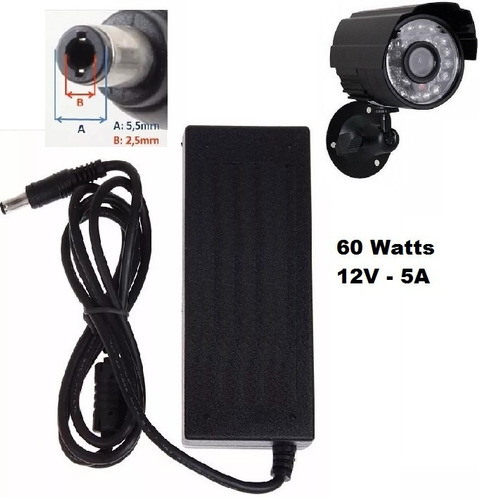 Puntotecno - Cargador Camara Cctv Y Otros 12v 5a - 5,5x2,5