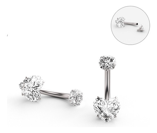 Navel - Piercing Ombligo Rosca Interna Corazon Strass