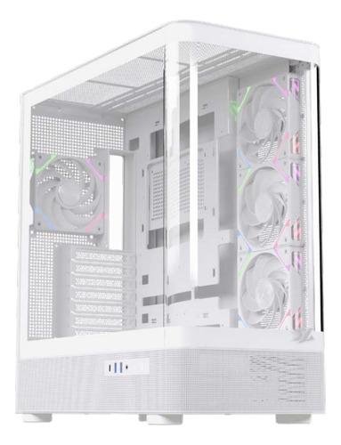 Gabinete Xyz Quantum White Panoramic 4 Fans Controller Curved 2d Glass Usb C