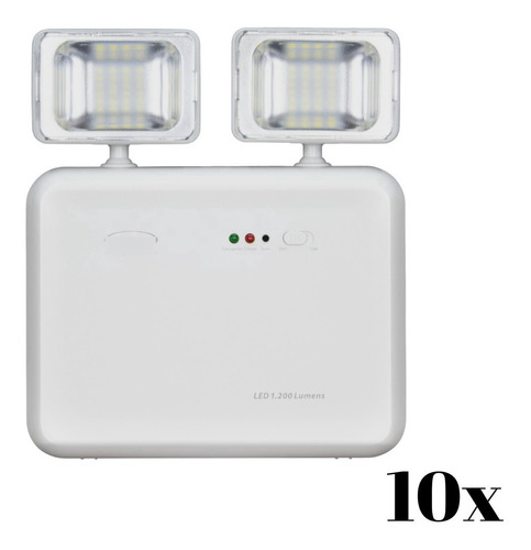 10 Luminárias Farolete Emergência 1200 Lumens Segurimax Avcb Cor Branco