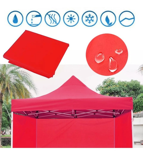 Toldo Automatico 3x3 Con Paredes Laterales Color Rojo