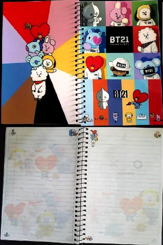 Libreta Bt21 Bts Kpop Coreano Cuaderno V3 Mascotas